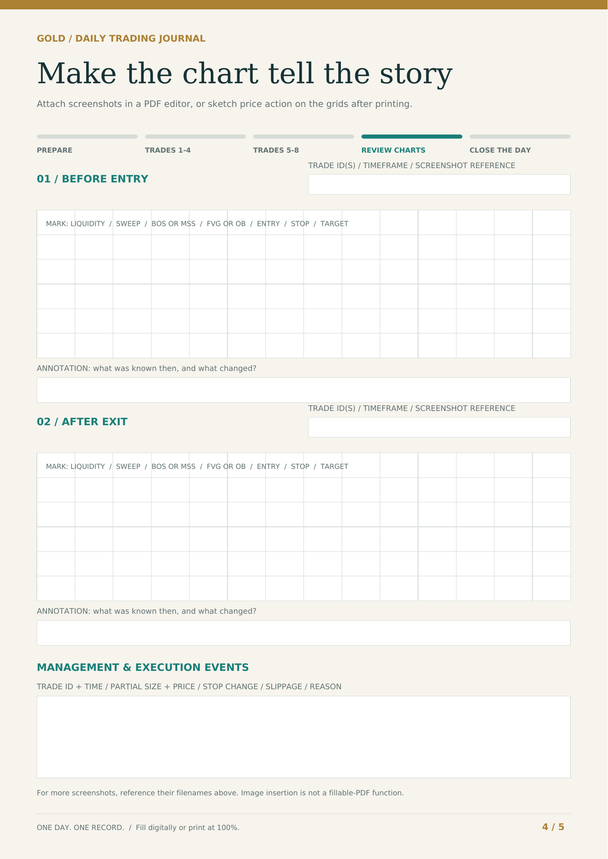 INVSTMENY Daily Gold Trading Journal